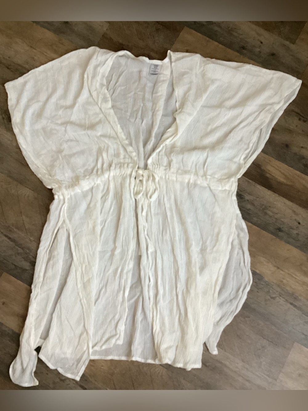 Time and Tru White Lightweight Swim Coverup Caftan